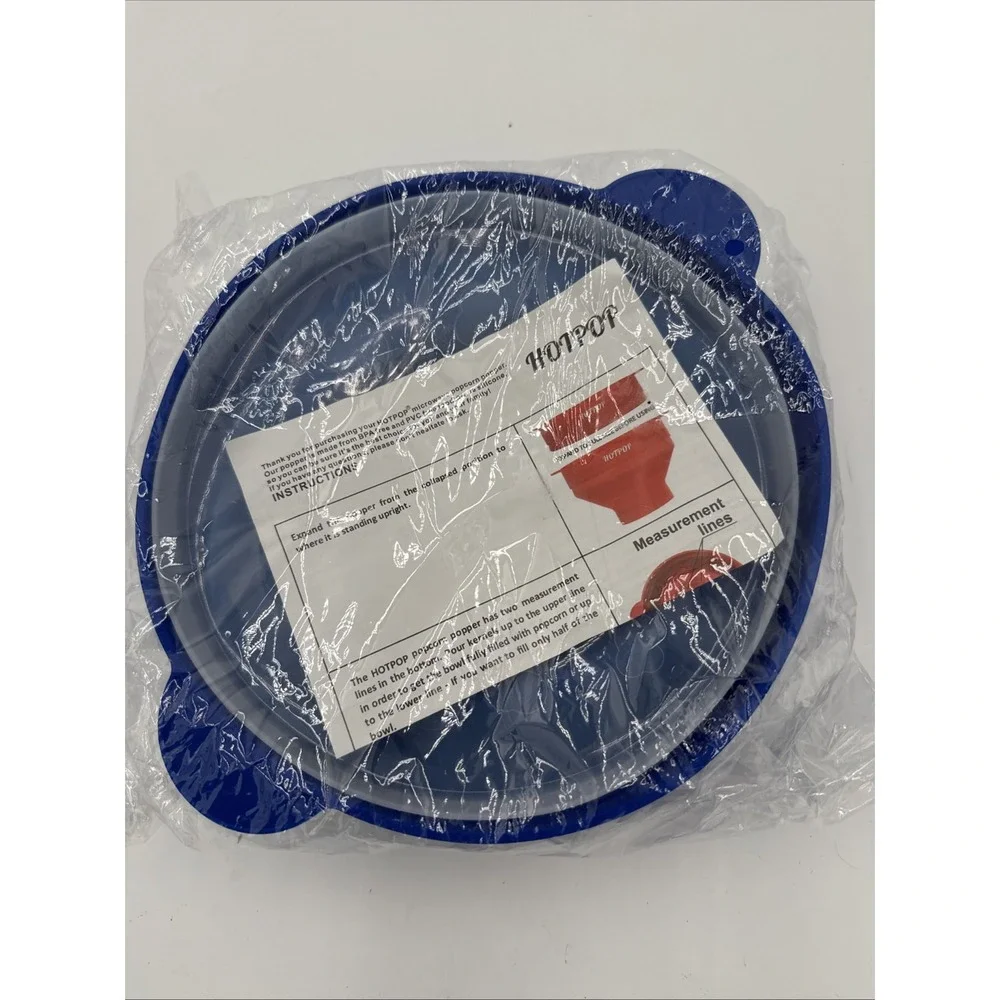 HOTPOP Microwave Popcorn Popper - Blue 8x2.25 Size, Collapsible Bowl New